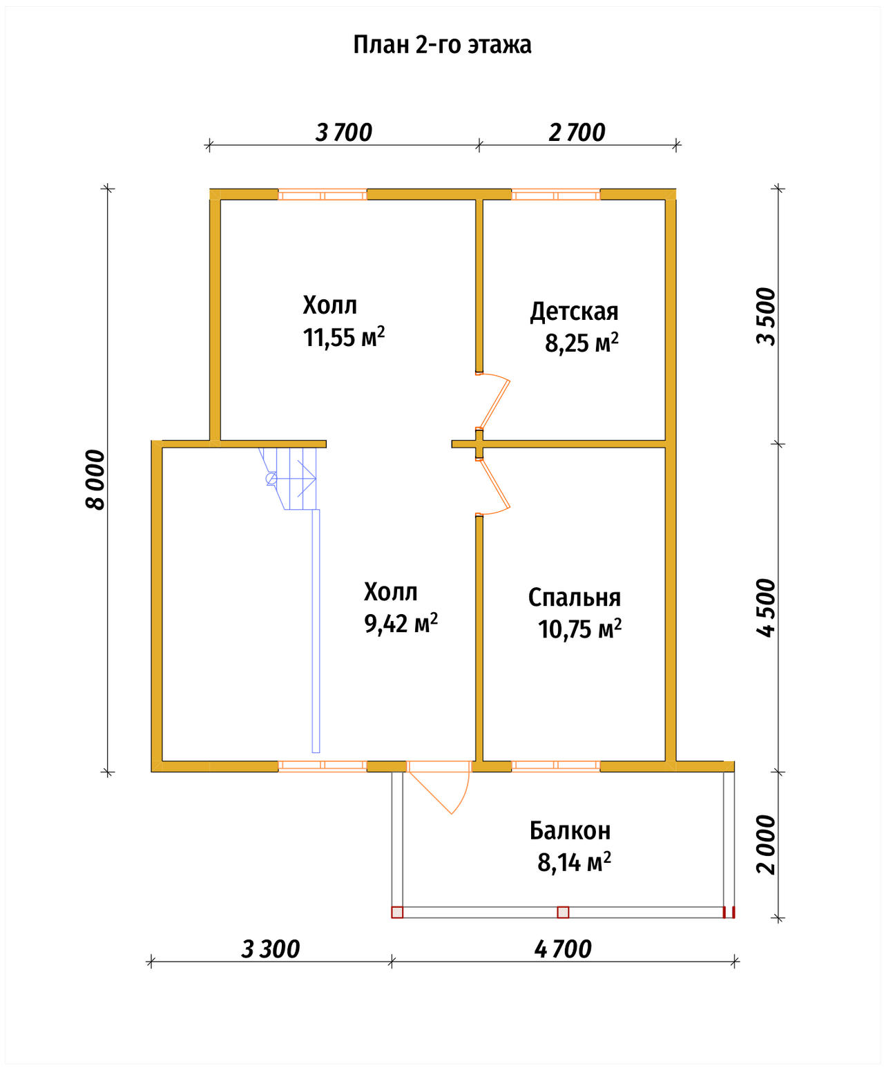 Дом из бруса с мансардой ДБ №32 - планировка 2