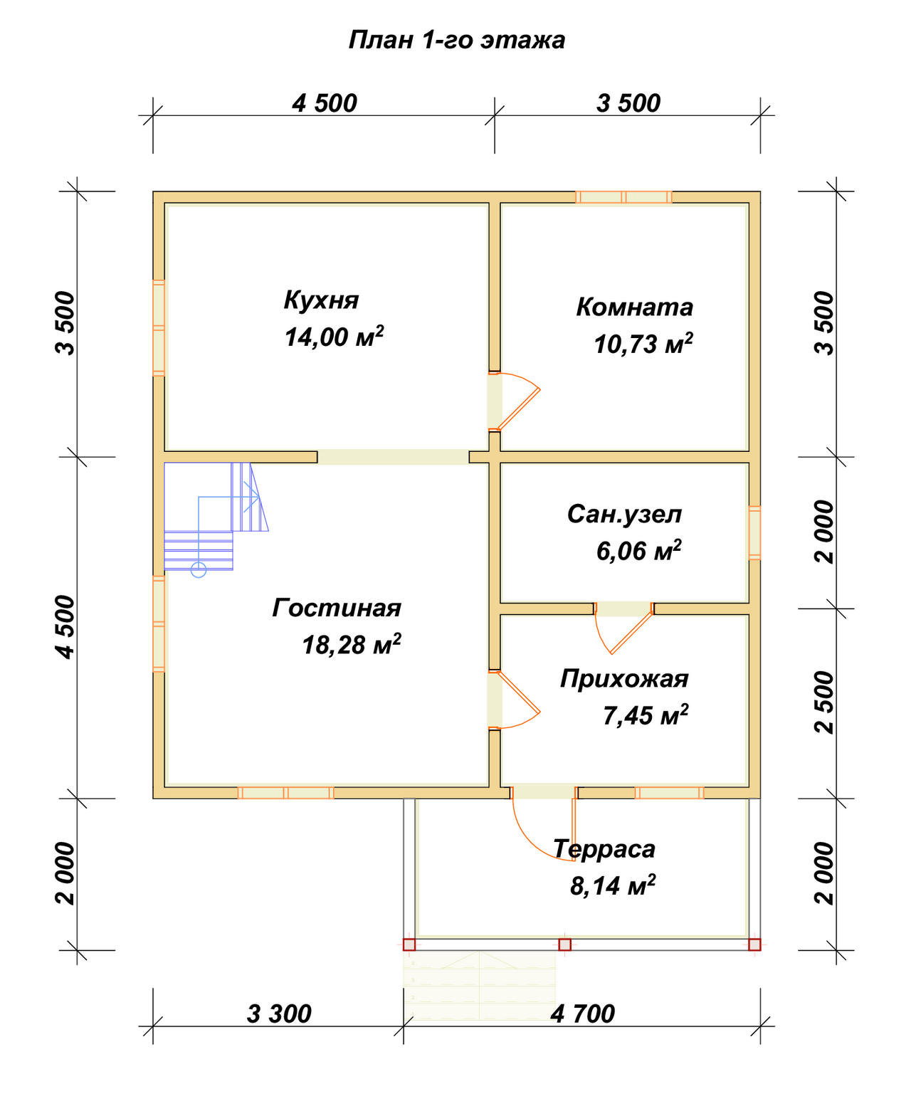 Дом из бруса с мансардой ДБ №111 - планировка 1
